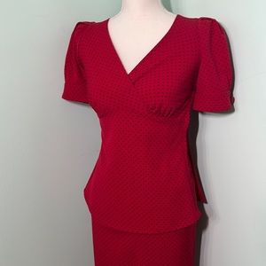 Stop staring 2 piece vintage retro pinup polka dot skirt and blouse